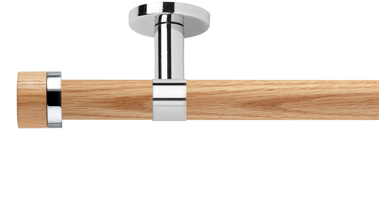 Rolls Neo Oak Stud 28mm Wooden Curtain Pole - Fendow