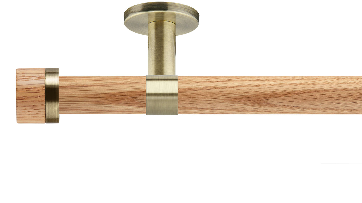 Rolls Neo Oak Stud 28mm Wooden Curtain Pole - Fendow