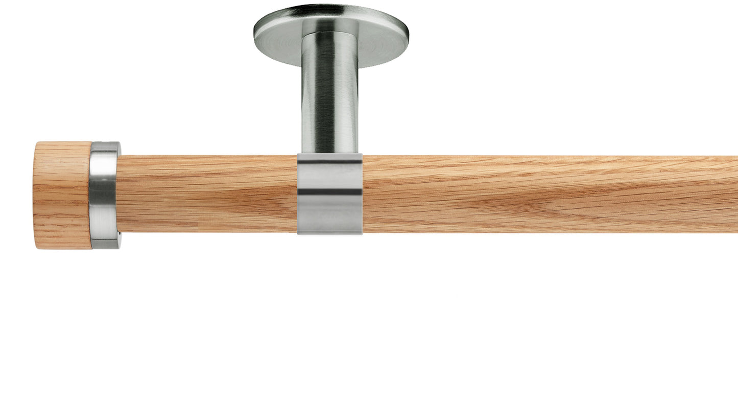 Rolls Neo Oak Stud 28mm Wooden Curtain Pole - Fendow