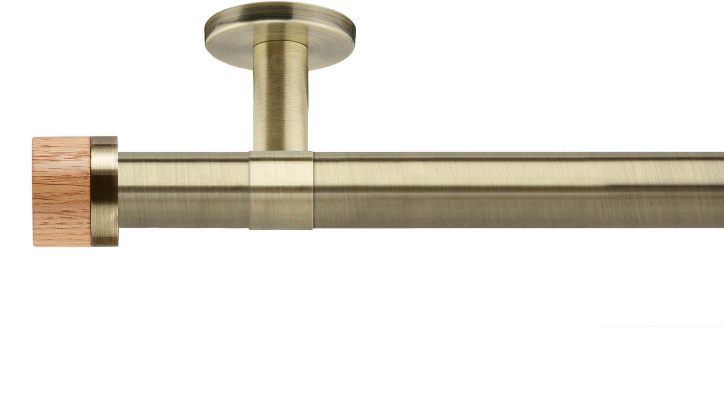 Rolls Neo Oak Stud 28mm Metal Curtain Pole - Fendow