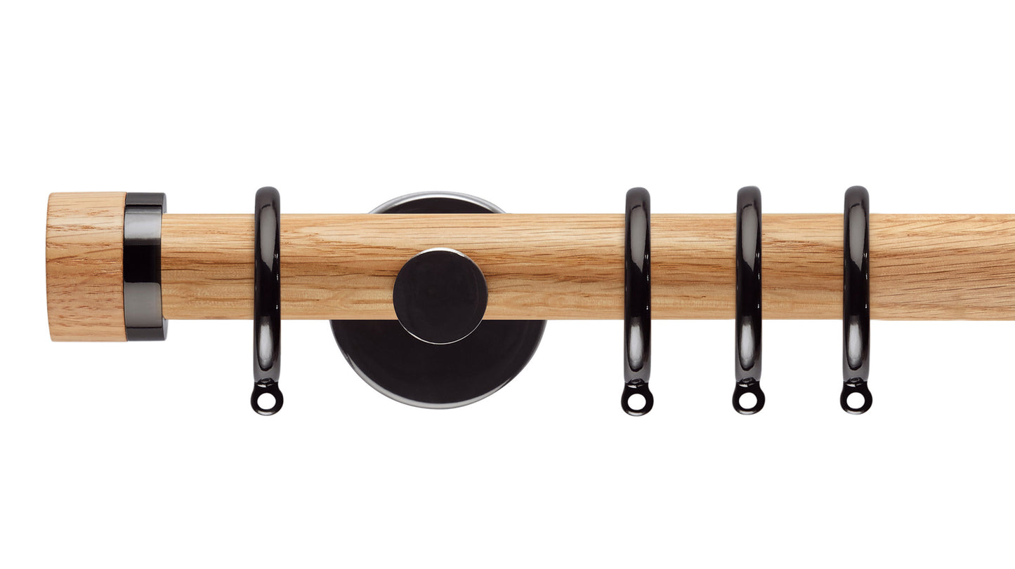 Rolls Neo Oak Stud 28mm Wooden Curtain Pole - Fendow