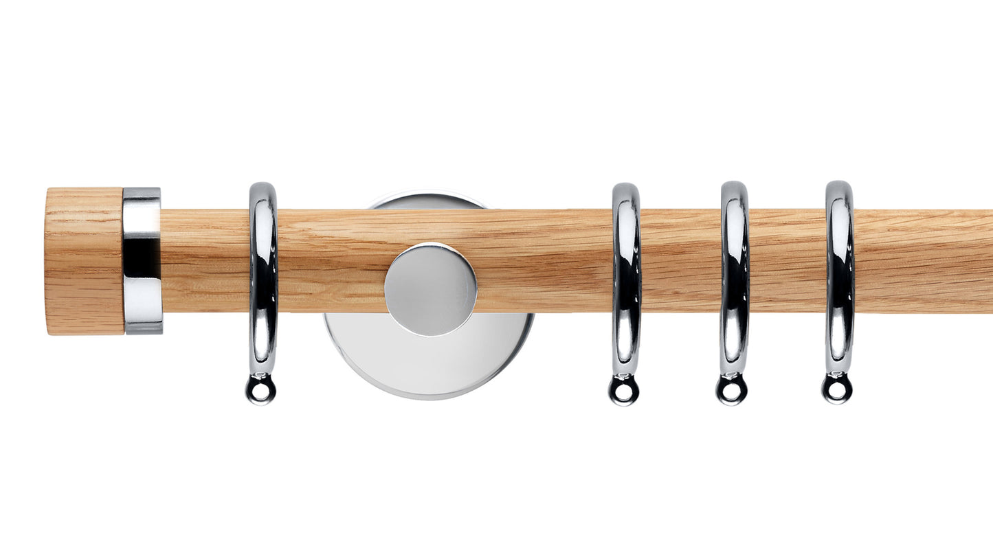 Rolls Neo Oak Stud 28mm Wooden Curtain Pole - Fendow