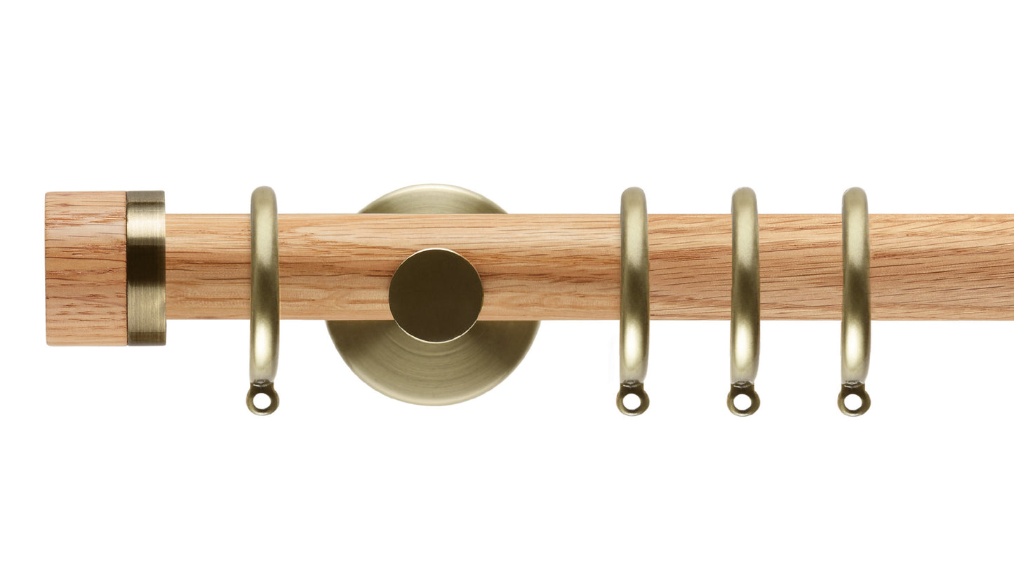 Rolls Neo Oak Stud 28mm Wooden Curtain Pole - Fendow