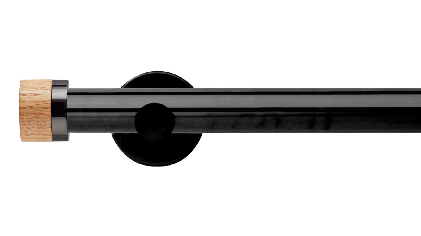 Rolls Neo Oak Stud 28mm Metal Curtain Pole - Fendow