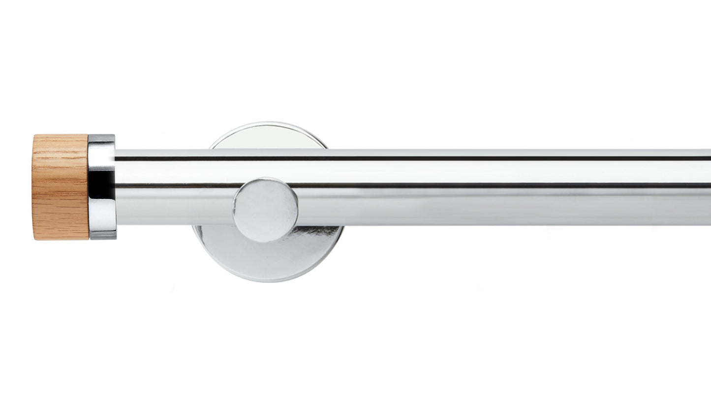 Rolls Neo Oak Stud 28mm Metal Curtain Pole - Fendow