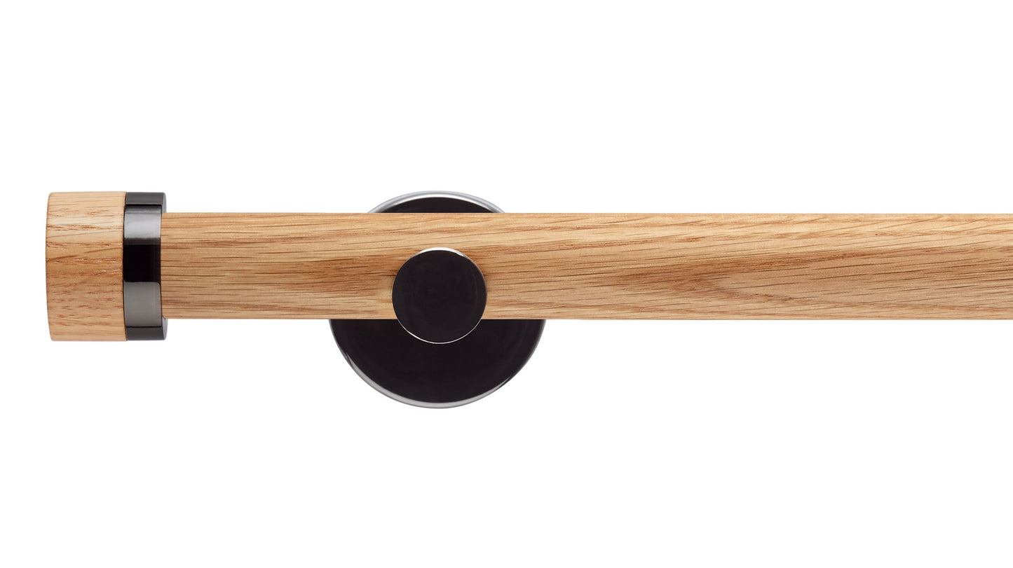 Rolls Neo Oak Stud 28mm Wooden Curtain Pole - Fendow