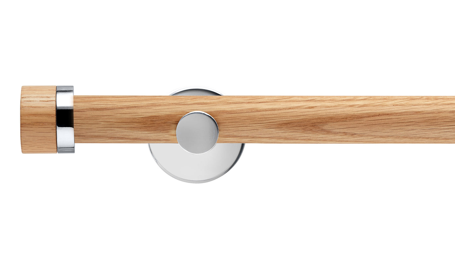 Rolls Neo Oak Stud 28mm Wooden Curtain Pole - Fendow