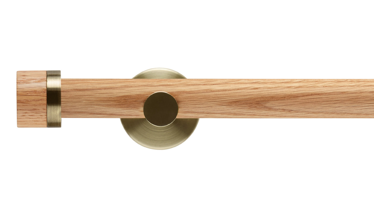 Rolls Neo Oak Stud 28mm Wooden Curtain Pole - Fendow