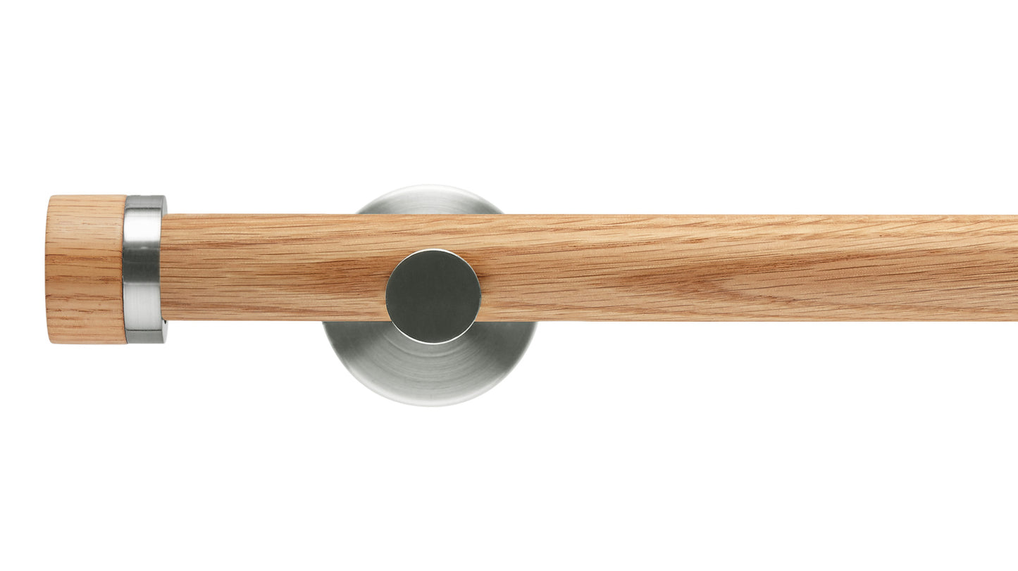 Rolls Neo Oak Stud 28mm Wooden Curtain Pole - Fendow