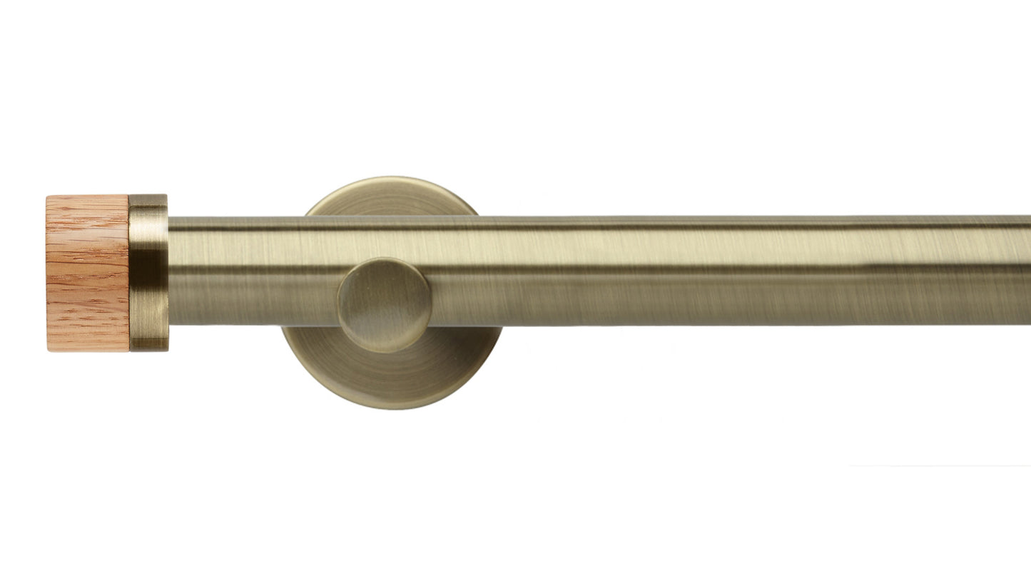 Rolls Neo Oak Stud 28mm Metal Curtain Pole - Fendow