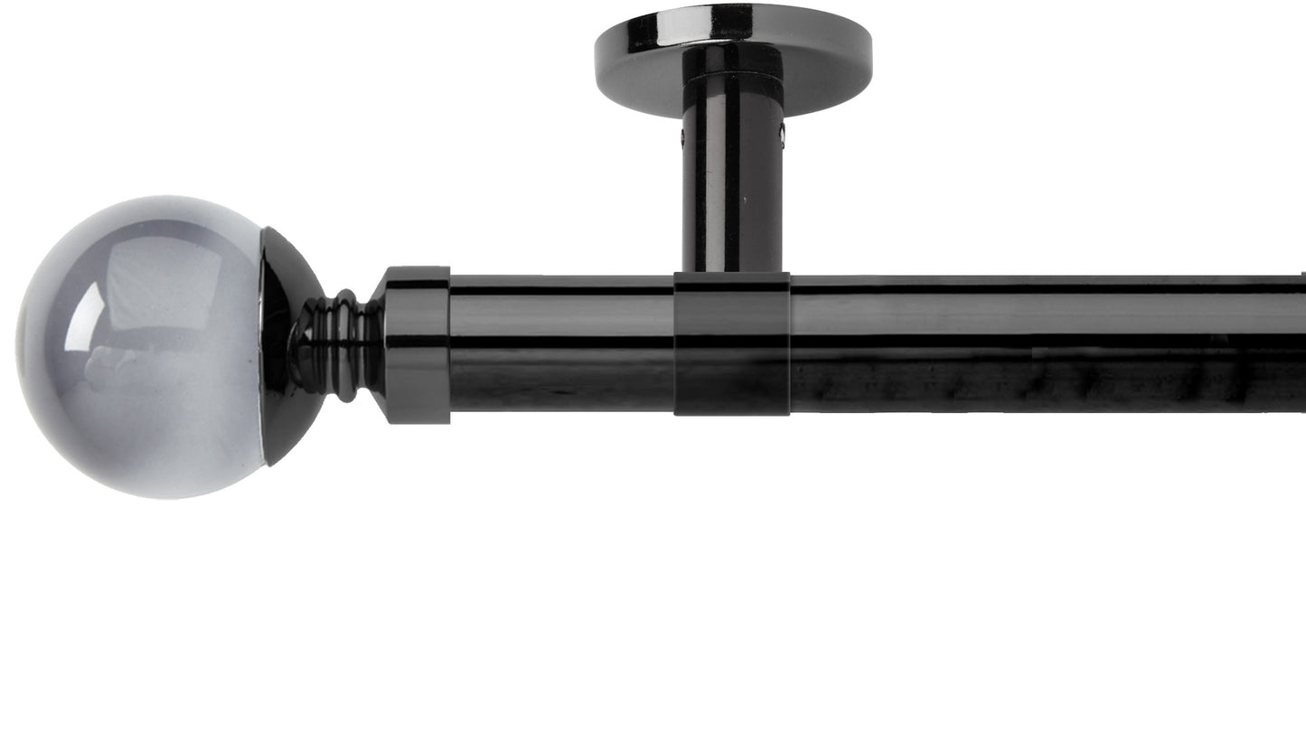 Rolls Neo Smoke Grey Ball 28mm Metal Curtain Pole - Fendow