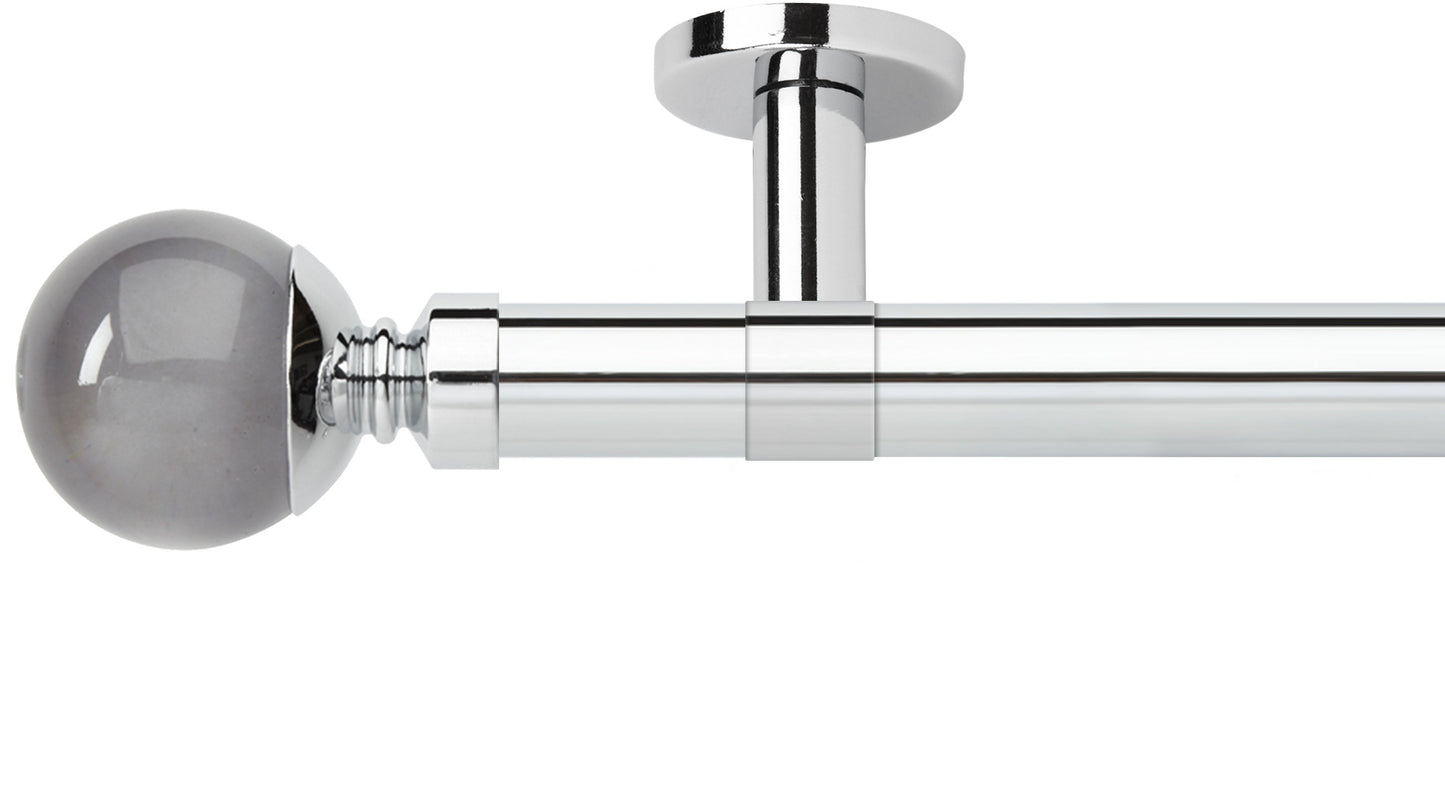 Rolls Neo Smoke Grey Ball 28mm Metal Curtain Pole - Fendow