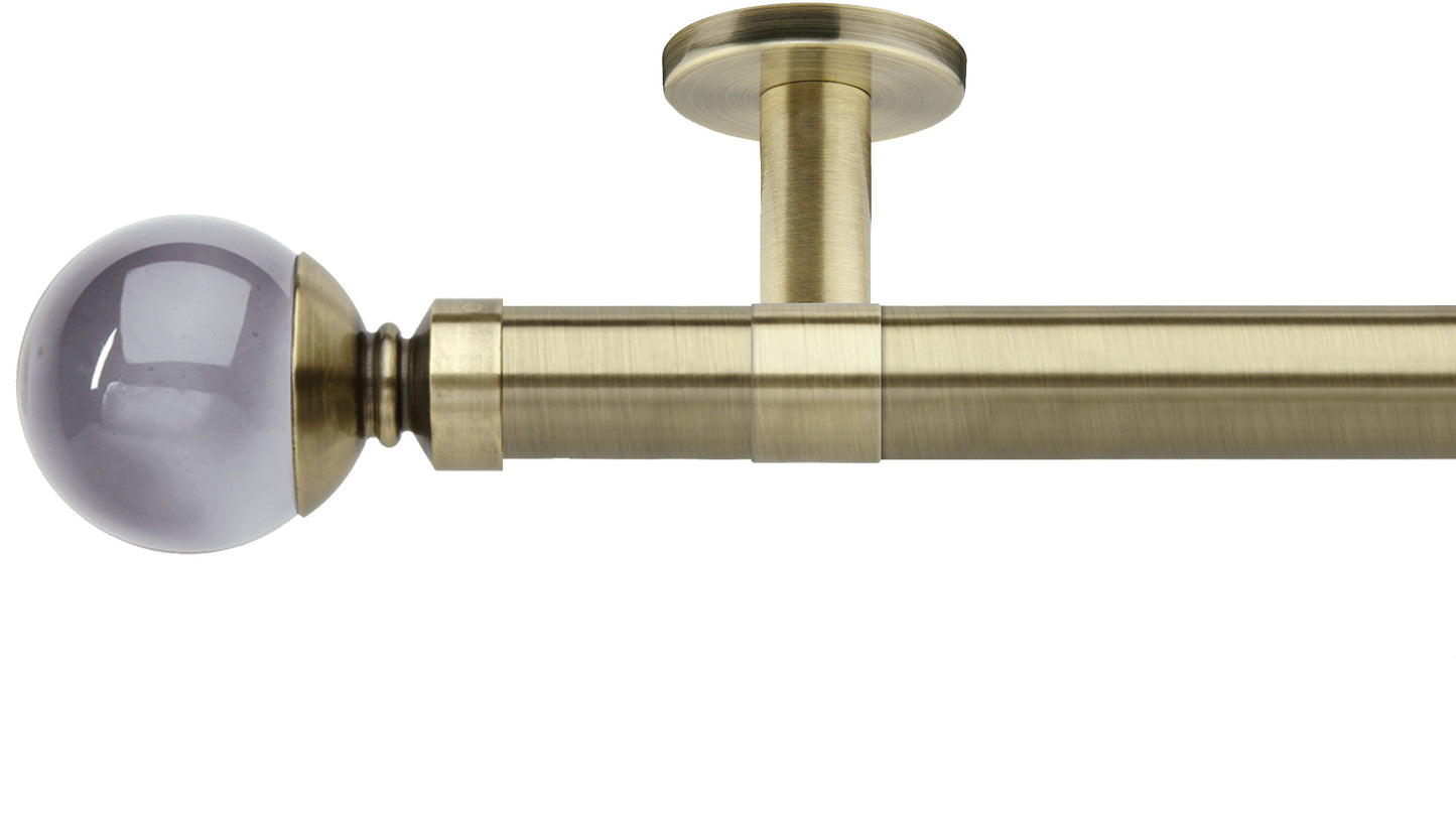 Rolls Neo Smoke Grey Ball 28mm Metal Curtain Pole - Fendow