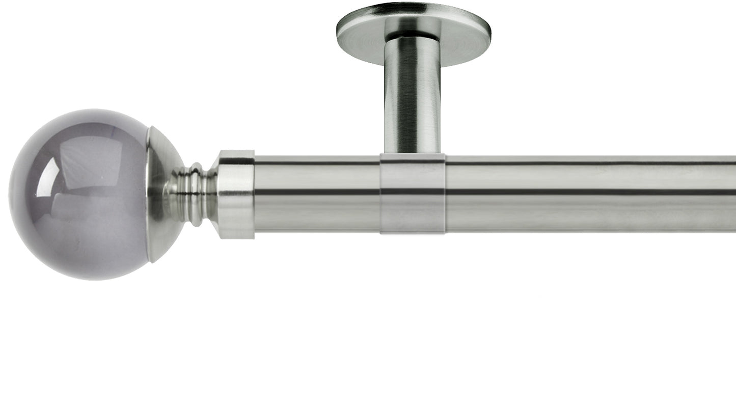 Rolls Neo Smoke Grey Ball 28mm Metal Curtain Pole - Fendow