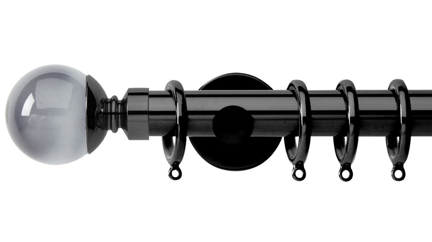 Rolls Neo Smoke Grey Ball 28mm Metal Curtain Pole - Fendow