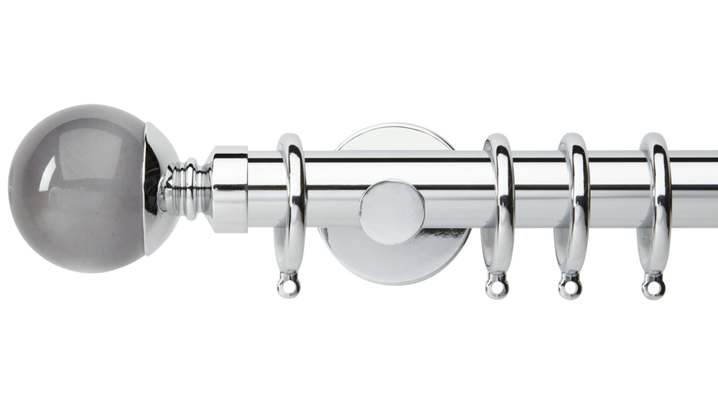 Rolls Neo Smoke Grey Ball 28mm Metal Curtain Pole - Fendow