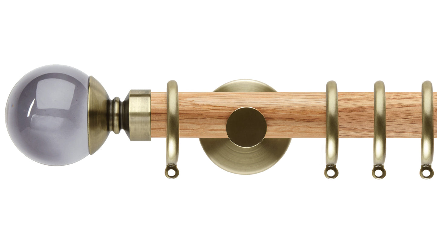 Rolls Neo Smoke Grey Ball 28mm Wooden Curtain Pole - Fendow