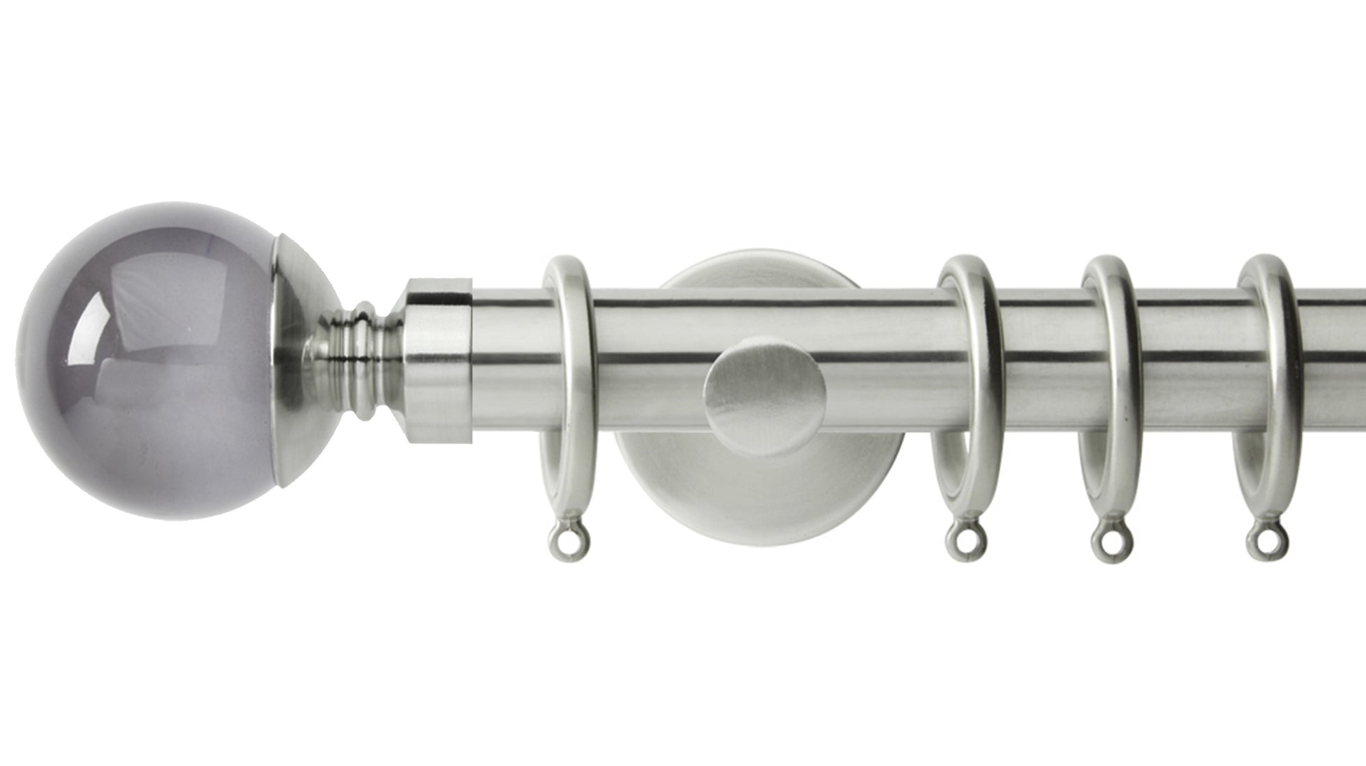 Rolls Neo Smoke Grey Ball 28mm Metal Curtain Pole - Fendow