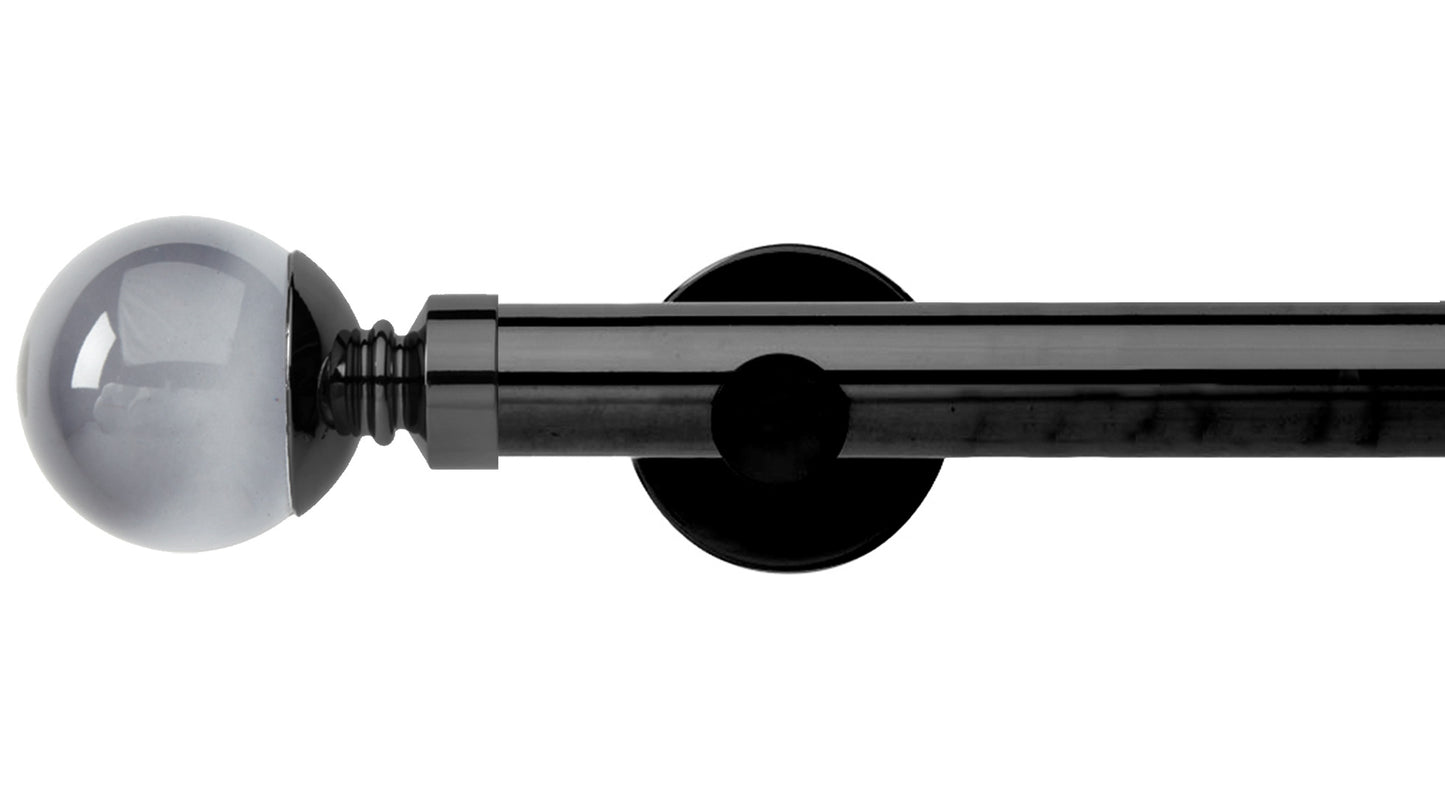 Rolls Neo Smoke Grey Ball 28mm Metal Curtain Pole - Fendow