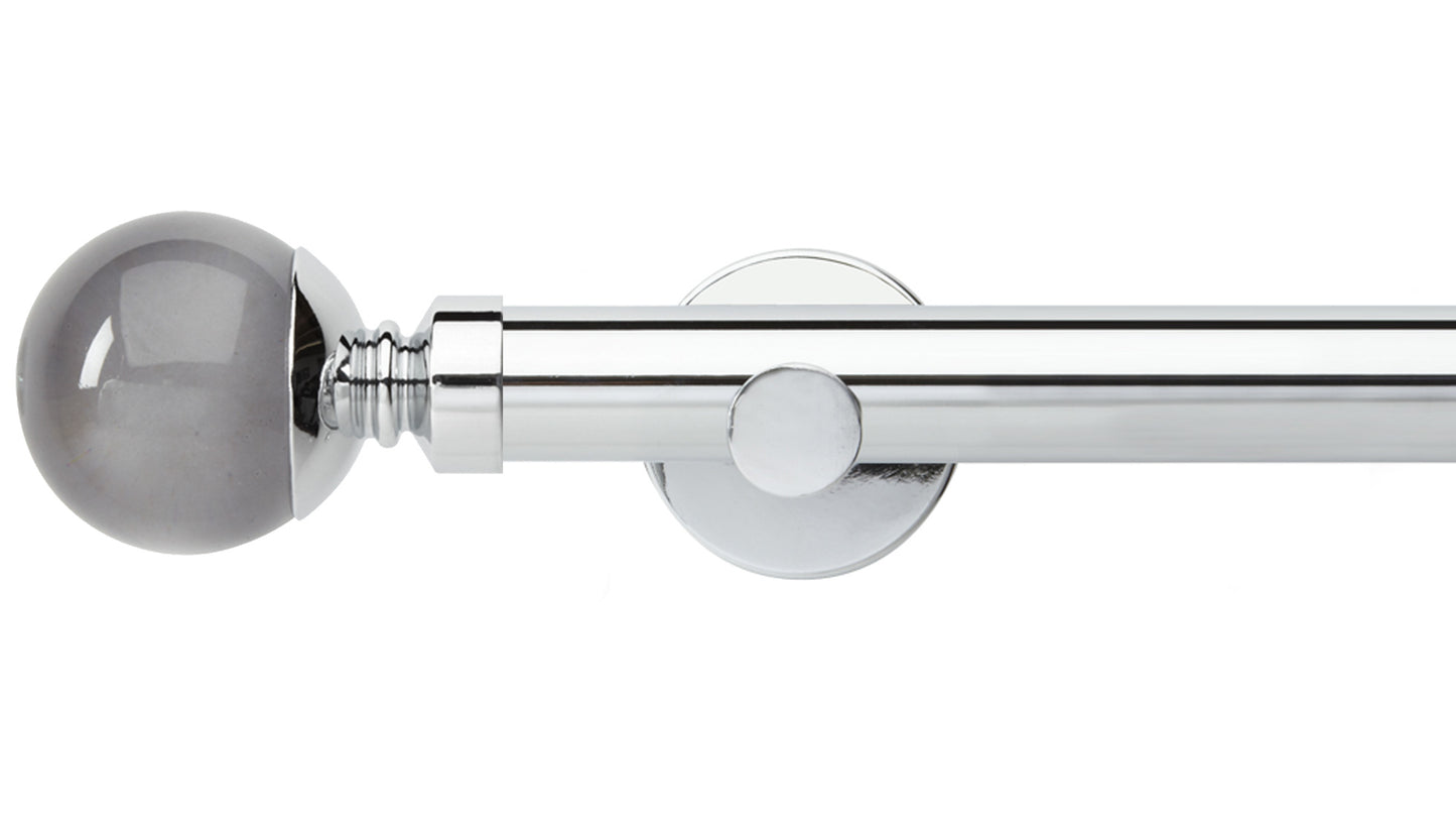 Rolls Neo Smoke Grey Ball 28mm Metal Curtain Pole - Fendow