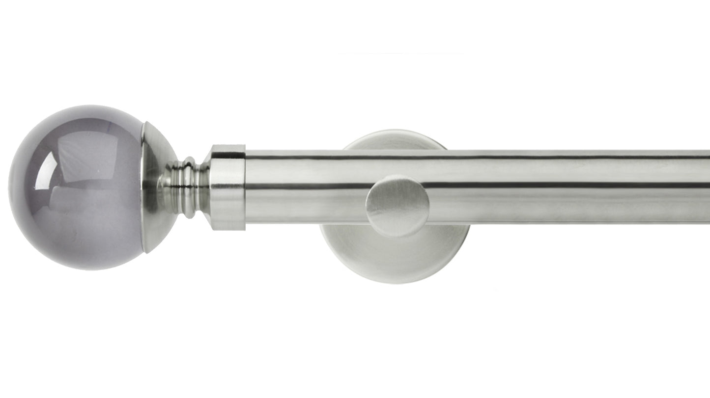 Rolls Neo Smoke Grey Ball 28mm Metal Curtain Pole - Fendow