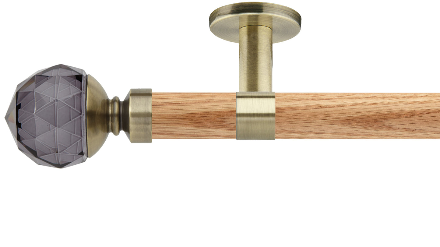 Rolls Neo Smoke Grey Faceted Ball 28mm Wooden Curtain Pole - Fendow