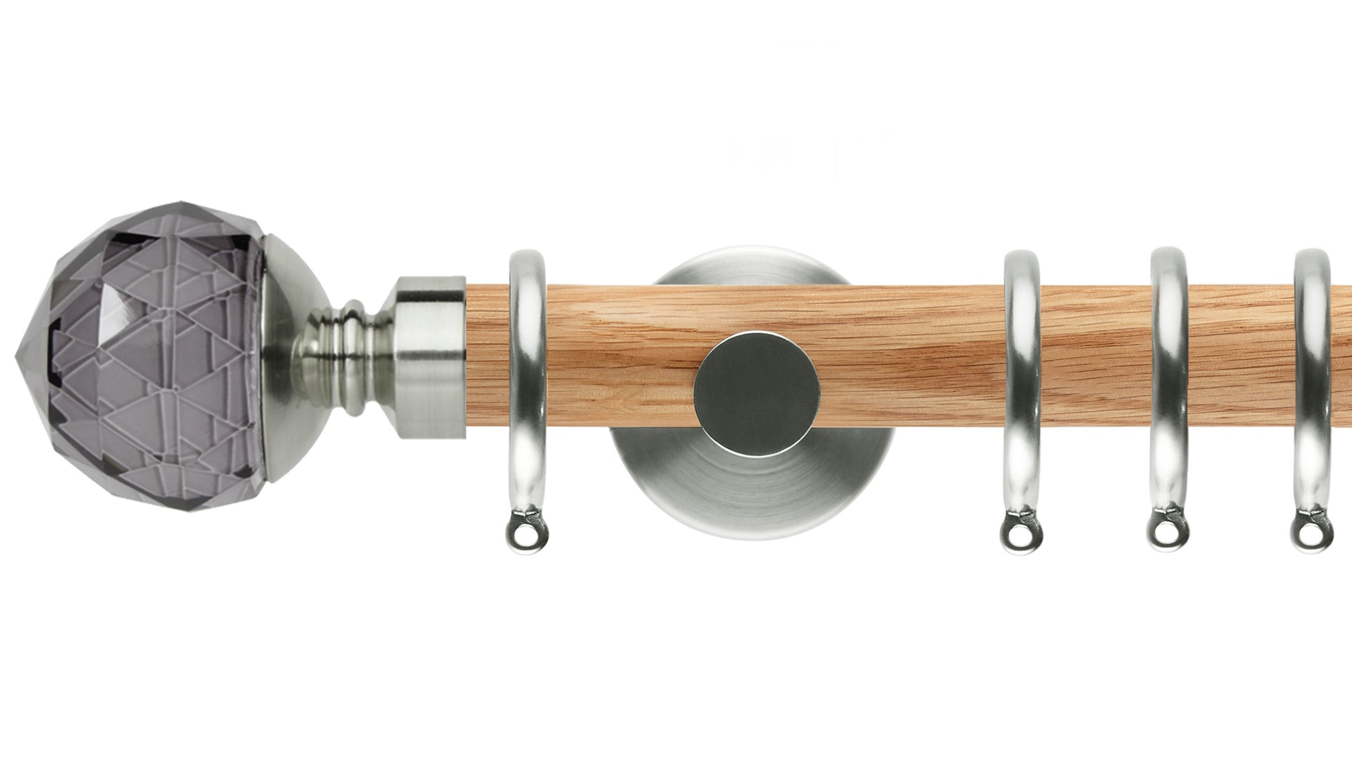 Rolls Neo Smoke Grey Faceted Ball 28mm Wooden Curtain Pole - Fendow