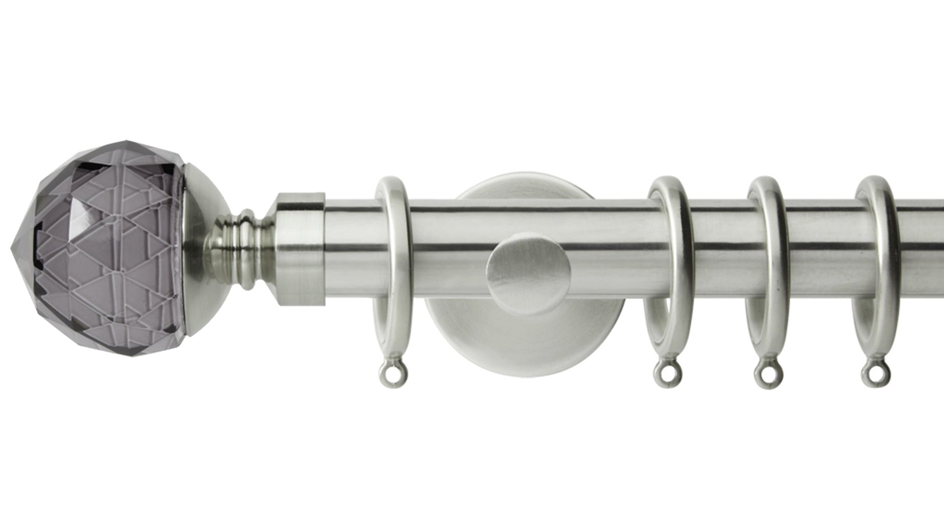 Rolls Neo Smoke Grey Faceted Ball 28mm Metal Curtain Pole - Fendow