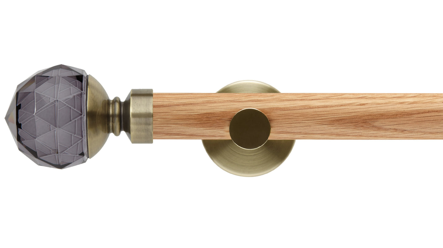 Rolls Neo Smoke Grey Faceted Ball 28mm Wooden Curtain Pole - Fendow