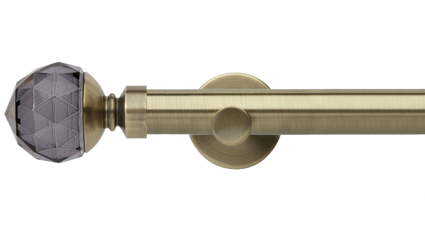 Rolls Neo Smoke Grey Faceted Ball 28mm Metal Curtain Pole - Fendow