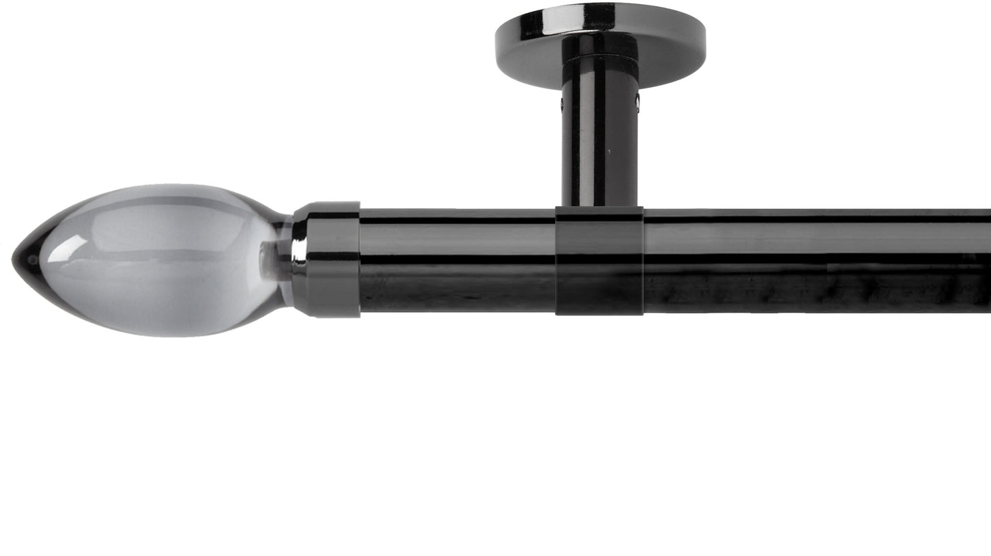 Rolls Neo Smoke Grey Teardrop 28mm Metal Curtain Pole - Fendow