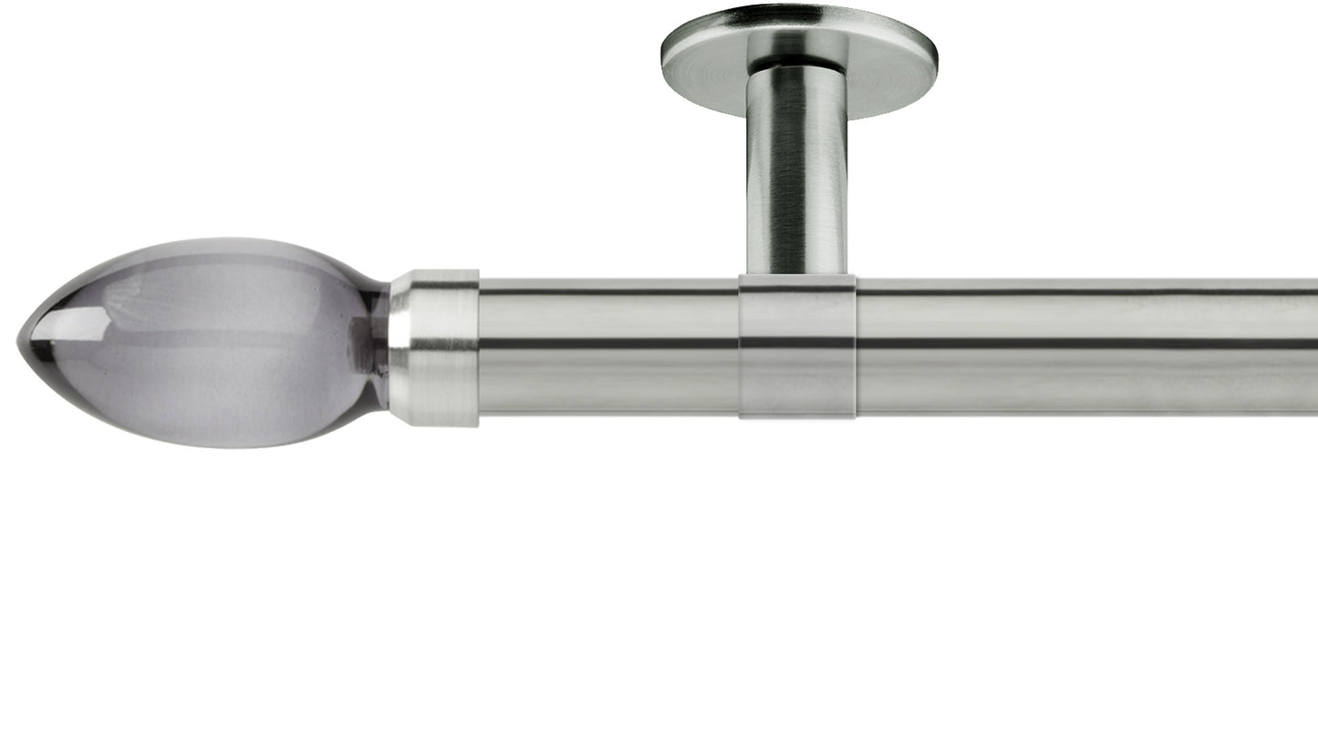 Rolls Neo Smoke Grey Teardrop 28mm Metal Curtain Pole - Fendow