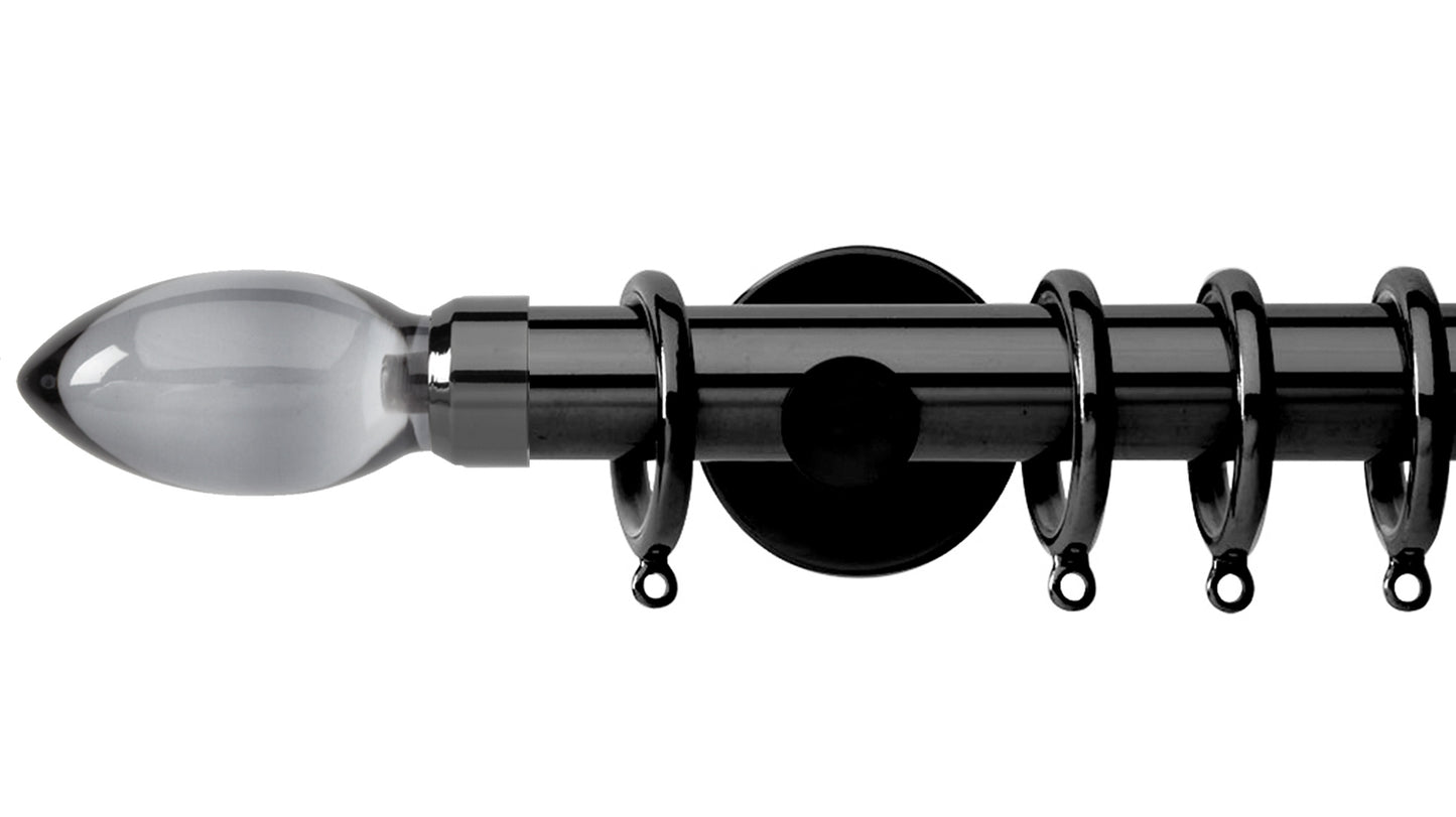 Rolls Neo Smoke Grey Teardrop 28mm Metal Curtain Pole - Fendow