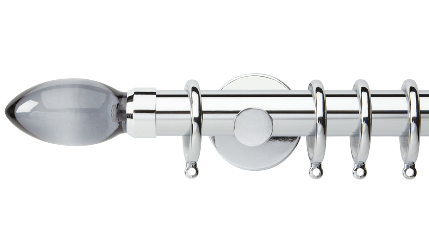 Rolls Neo Smoke Grey Teardrop 28mm Metal Curtain Pole - Fendow