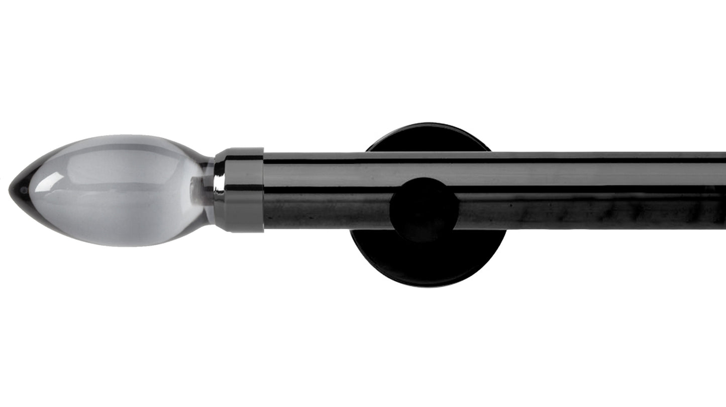 Rolls Neo Smoke Grey Teardrop 28mm Metal Curtain Pole - Fendow