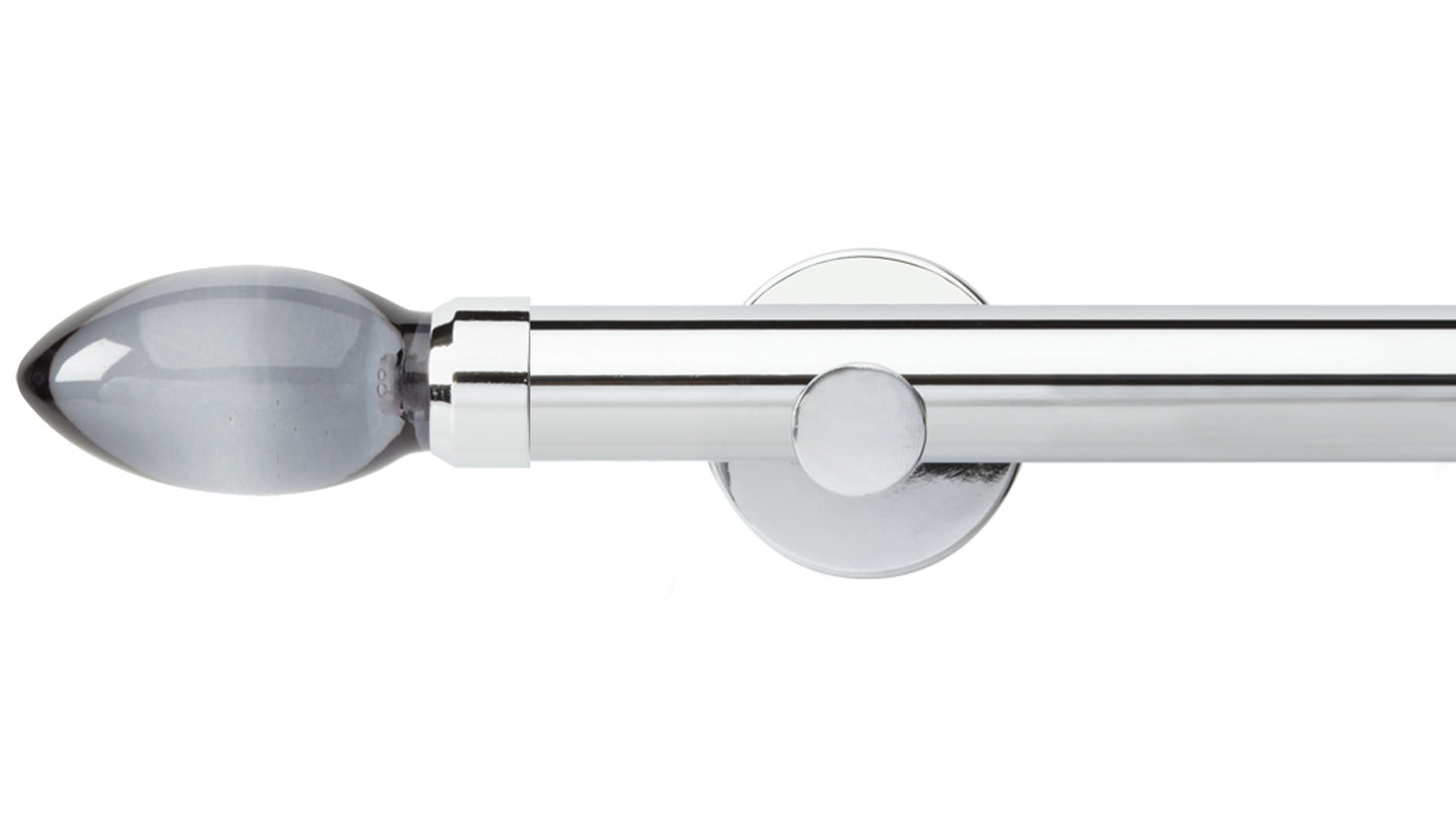 Rolls Neo Smoke Grey Teardrop 28mm Metal Curtain Pole - Fendow