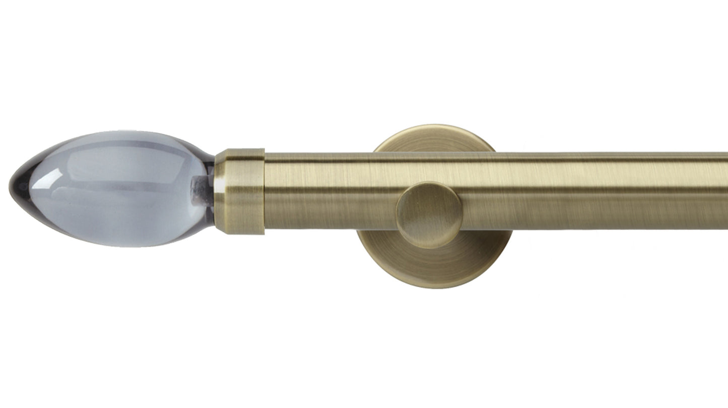 Rolls Neo Smoke Grey Teardrop 28mm Metal Curtain Pole - Fendow