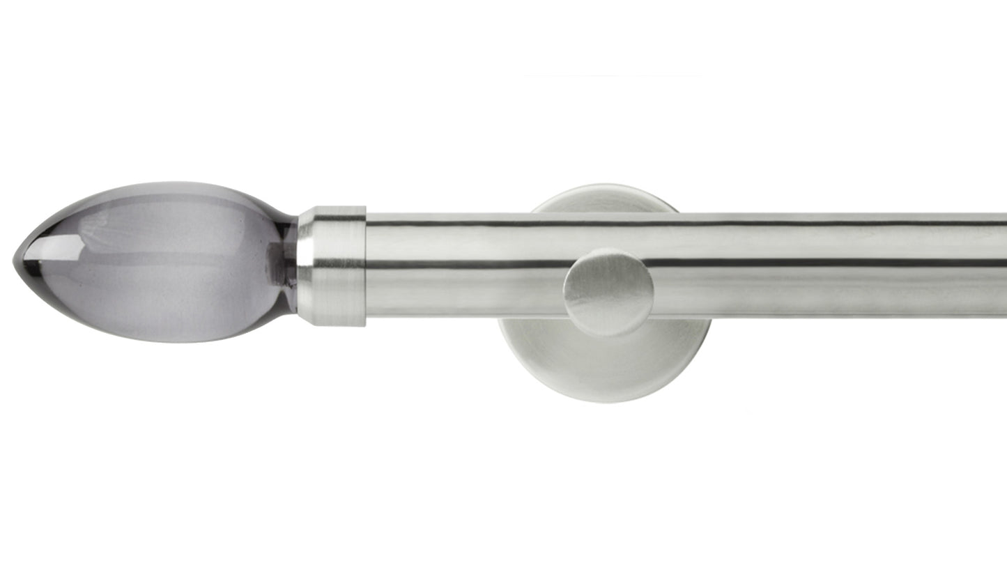 Rolls Neo Smoke Grey Teardrop 28mm Metal Curtain Pole - Fendow