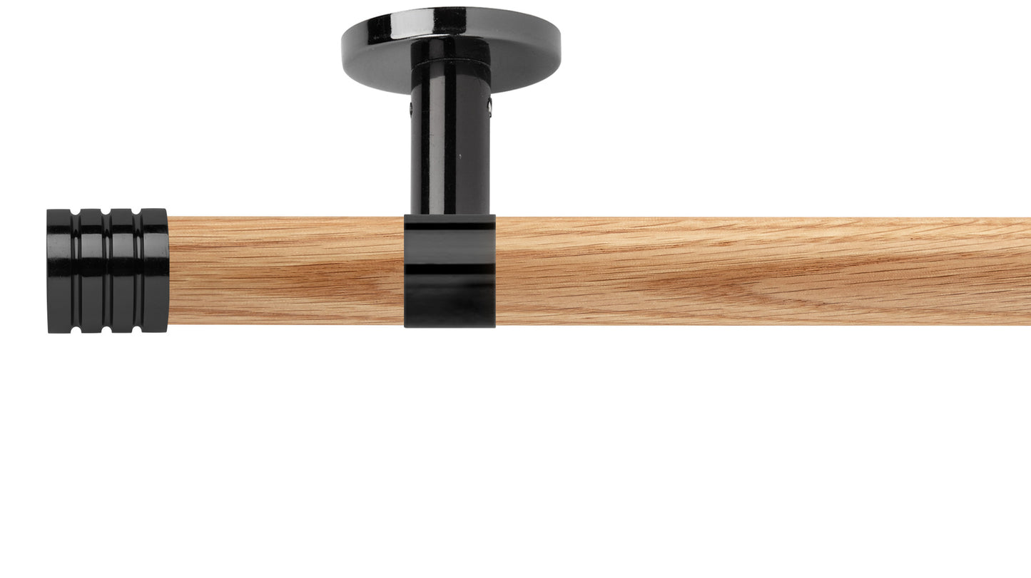 Rolls Neo Stud 28mm Wooden Curtain Pole - Fendow