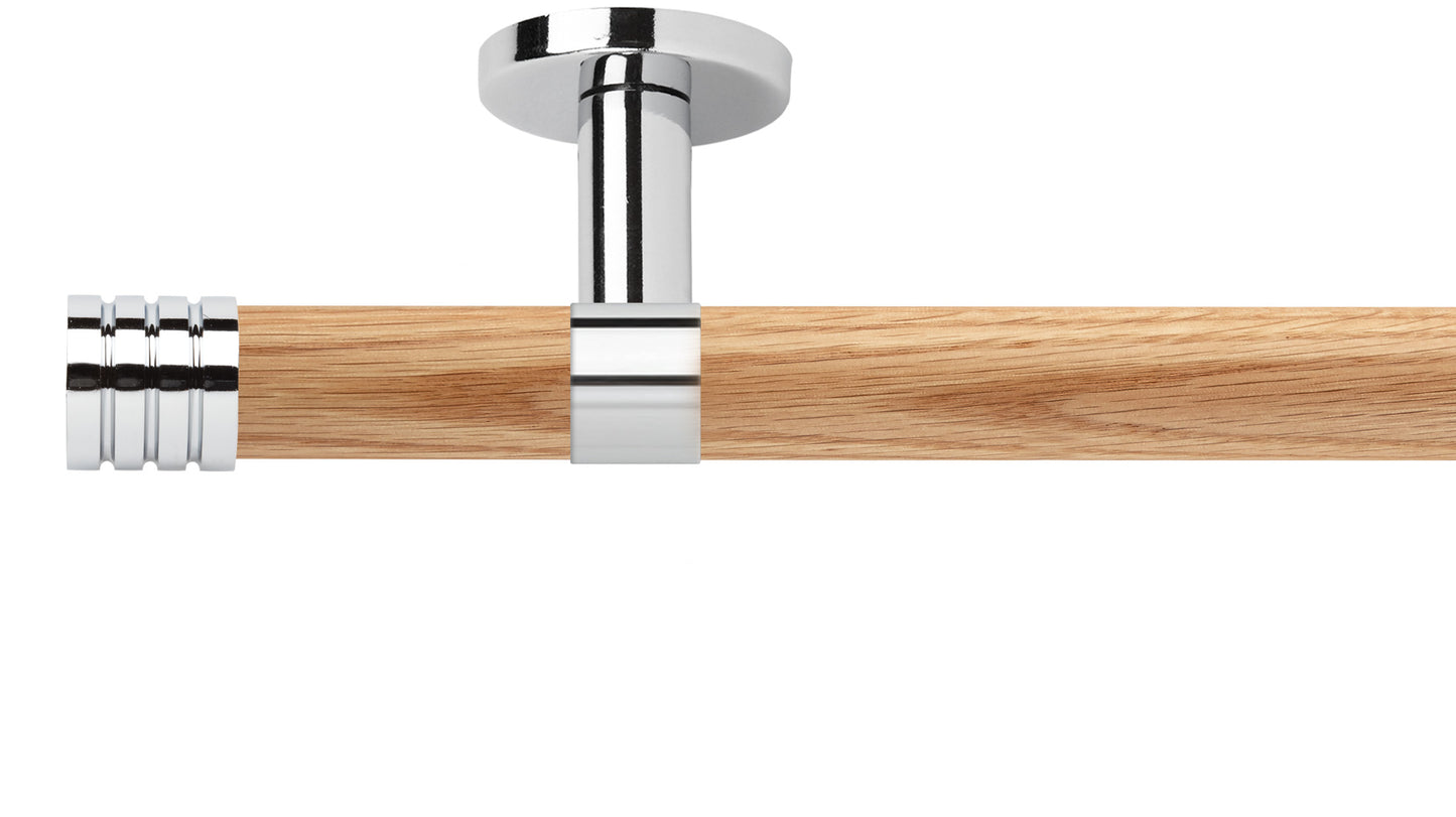 Rolls Neo Stud 28mm Wooden Curtain Pole - Fendow