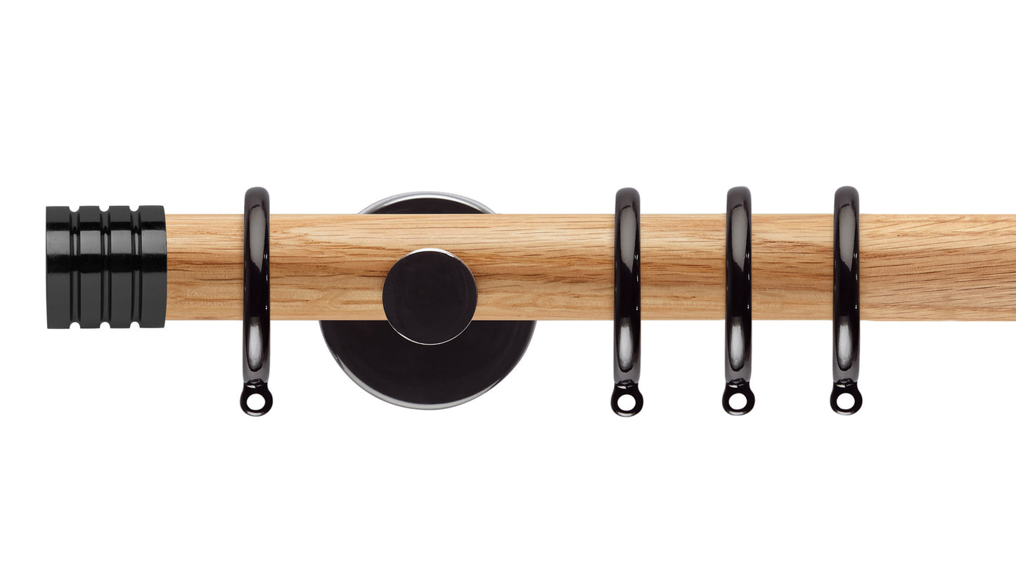 Rolls Neo Stud 28mm Wooden Curtain Pole - Fendow