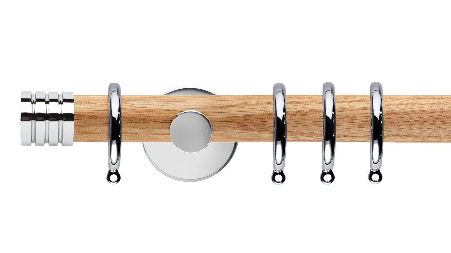 Rolls Neo Stud 28mm Wooden Curtain Pole - Fendow