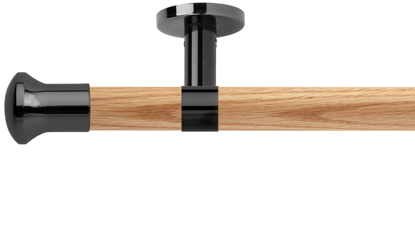 Rolls Neo Trumpet 28mm Wooden Curtain Pole - Fendow