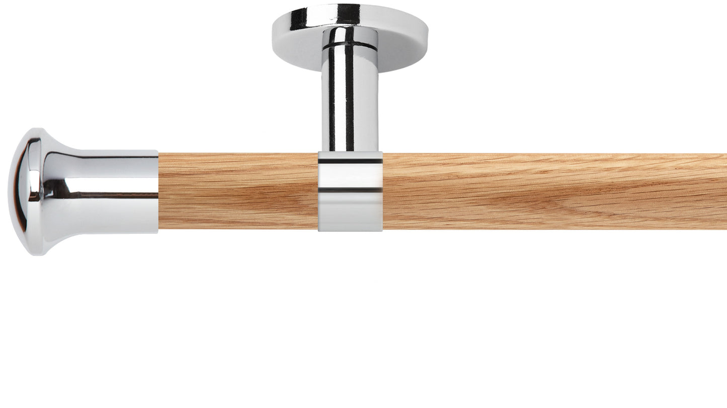 Rolls Neo Trumpet 28mm Wooden Curtain Pole - Fendow