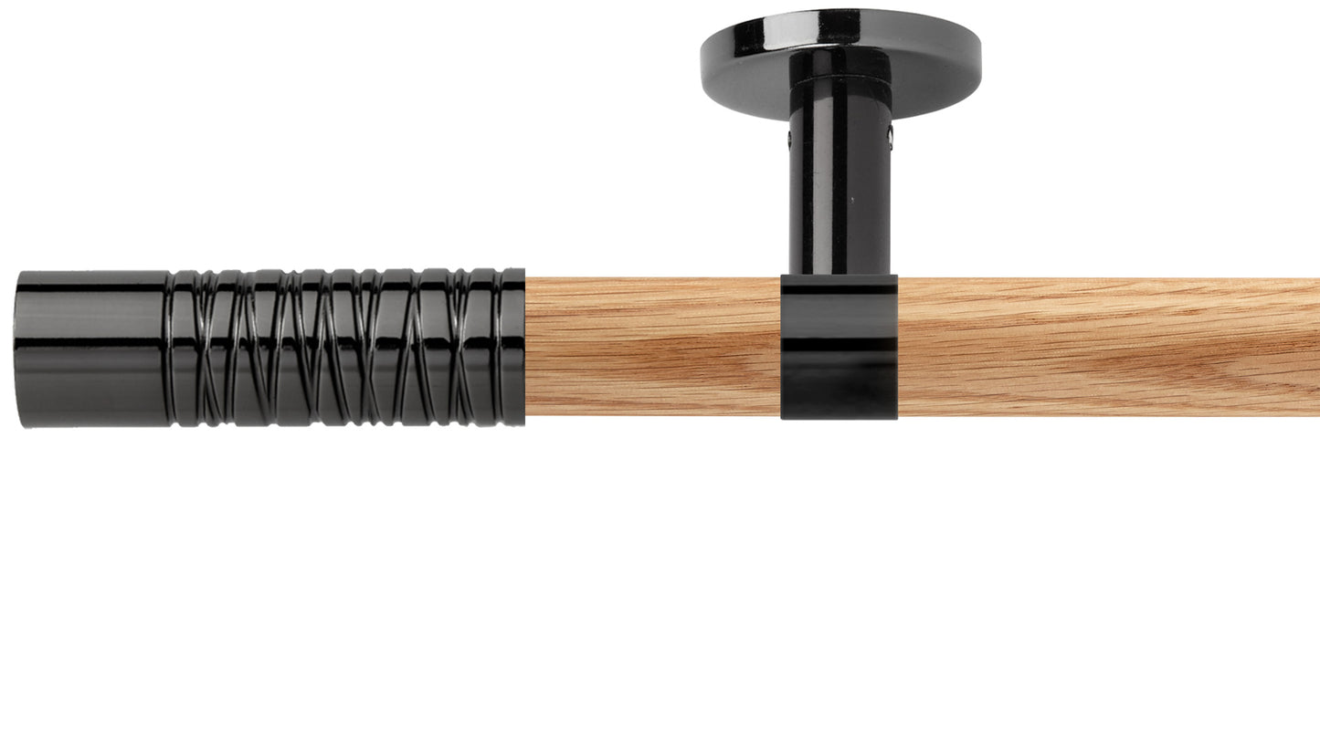 Rolls Neo Wired Barrel 28mm Wooden Curtain Pole - Fendow