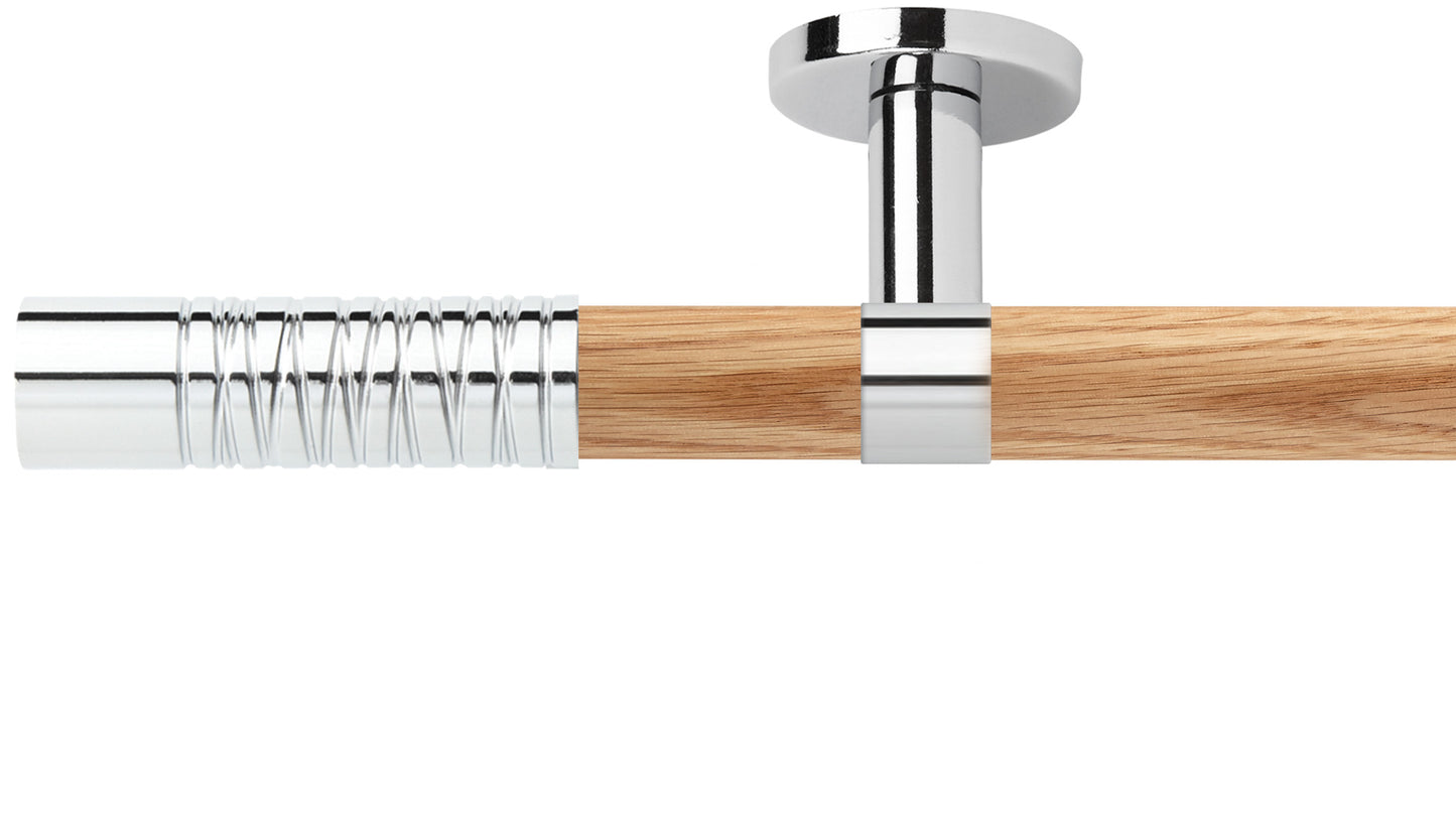 Rolls Neo Wired Barrel 28mm Wooden Curtain Pole - Fendow