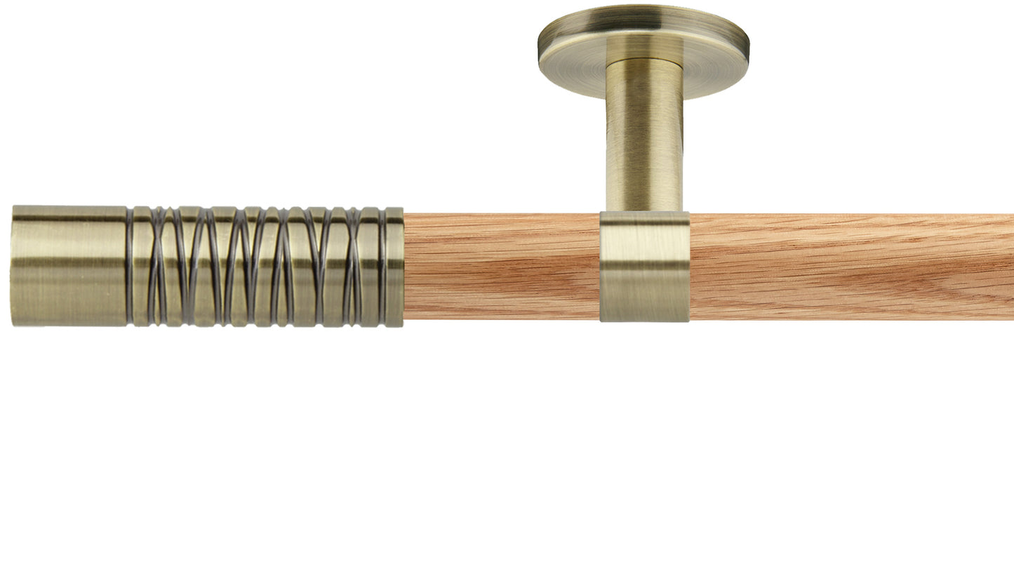 Rolls Neo Wired Barrel 28mm Wooden Curtain Pole - Fendow