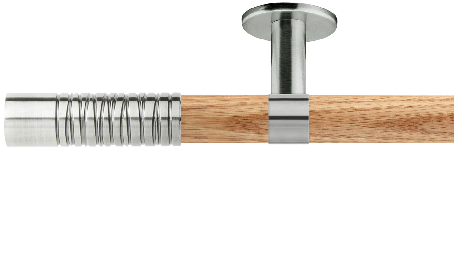 Rolls Neo Wired Barrel 28mm Wooden Curtain Pole - Fendow