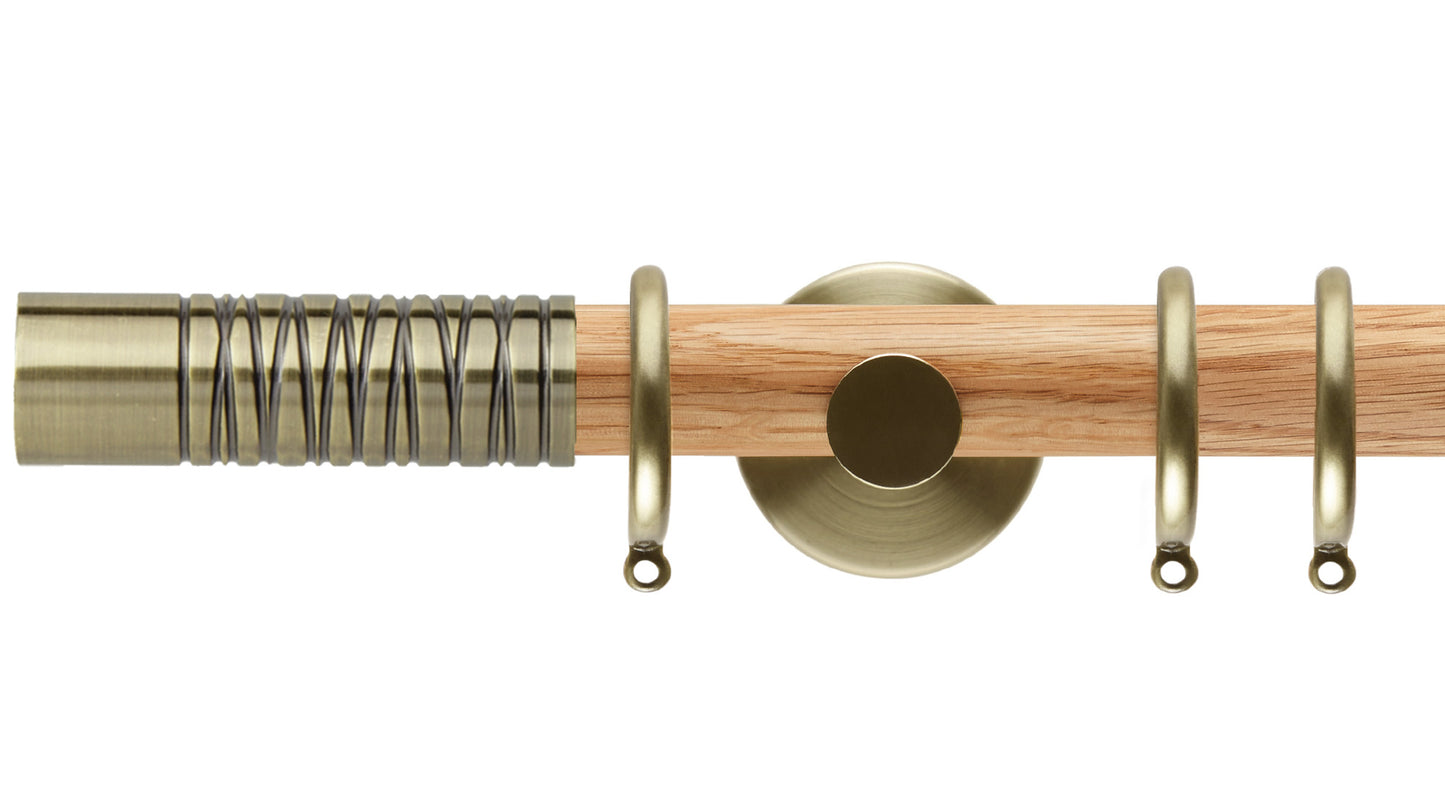 Rolls Neo Wired Barrel 28mm Wooden Curtain Pole - Fendow