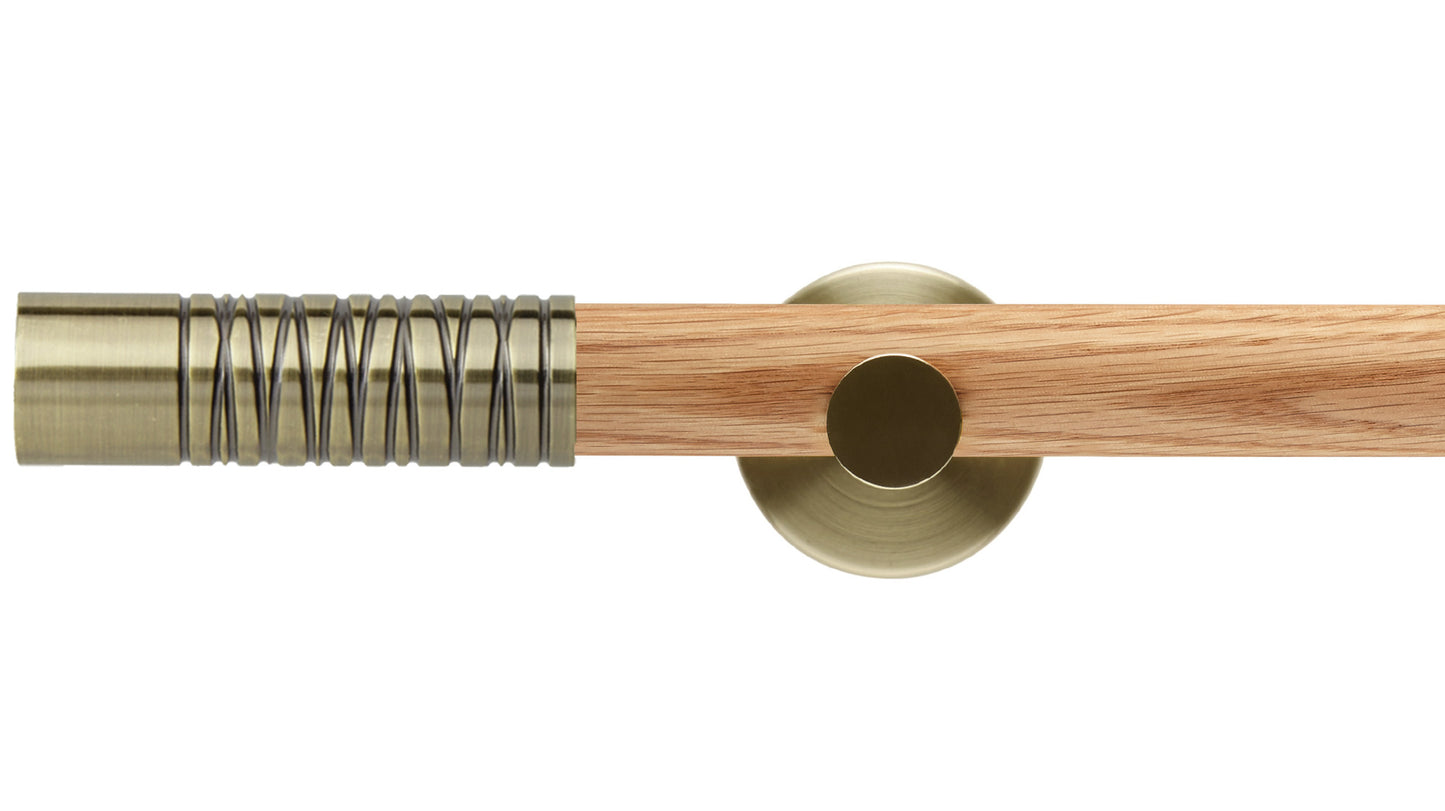 Rolls Neo Wired Barrel 28mm Wooden Curtain Pole - Fendow